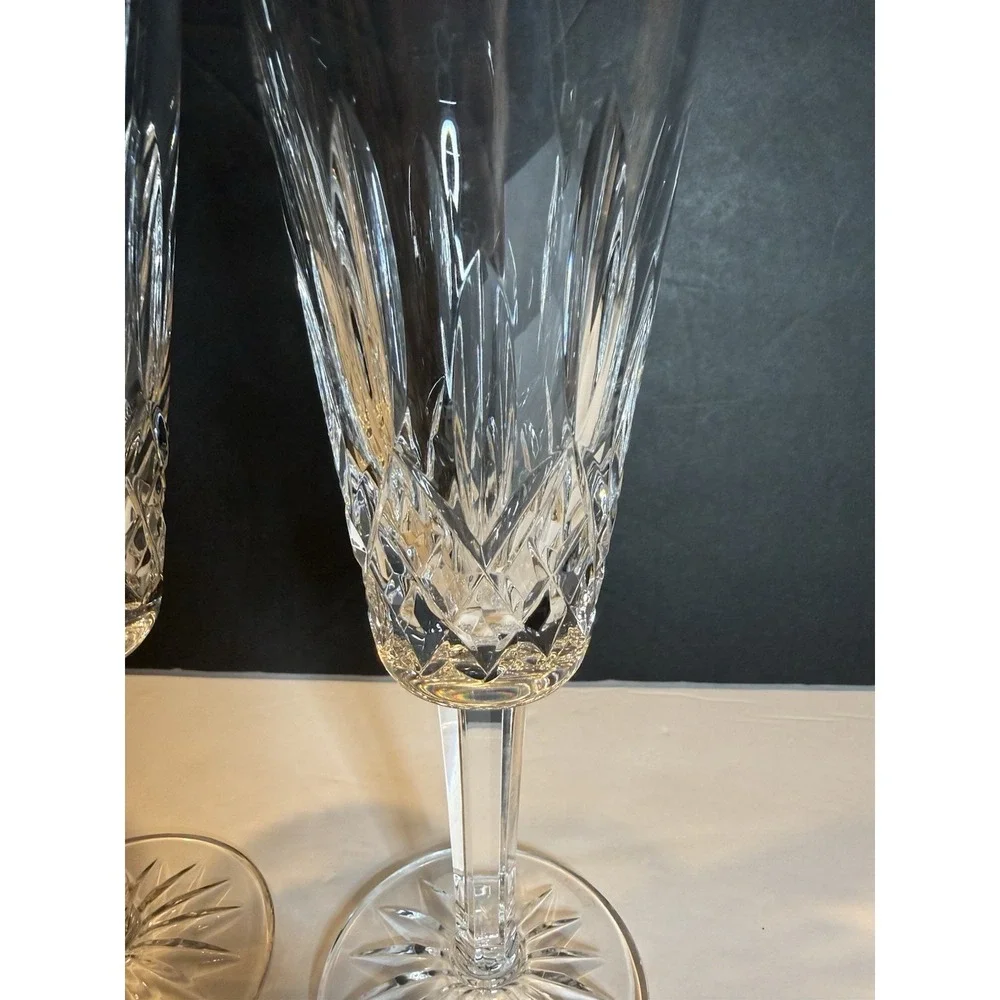 Waterford Lismore Crystal Champagne Flutes Set of 2 7.5